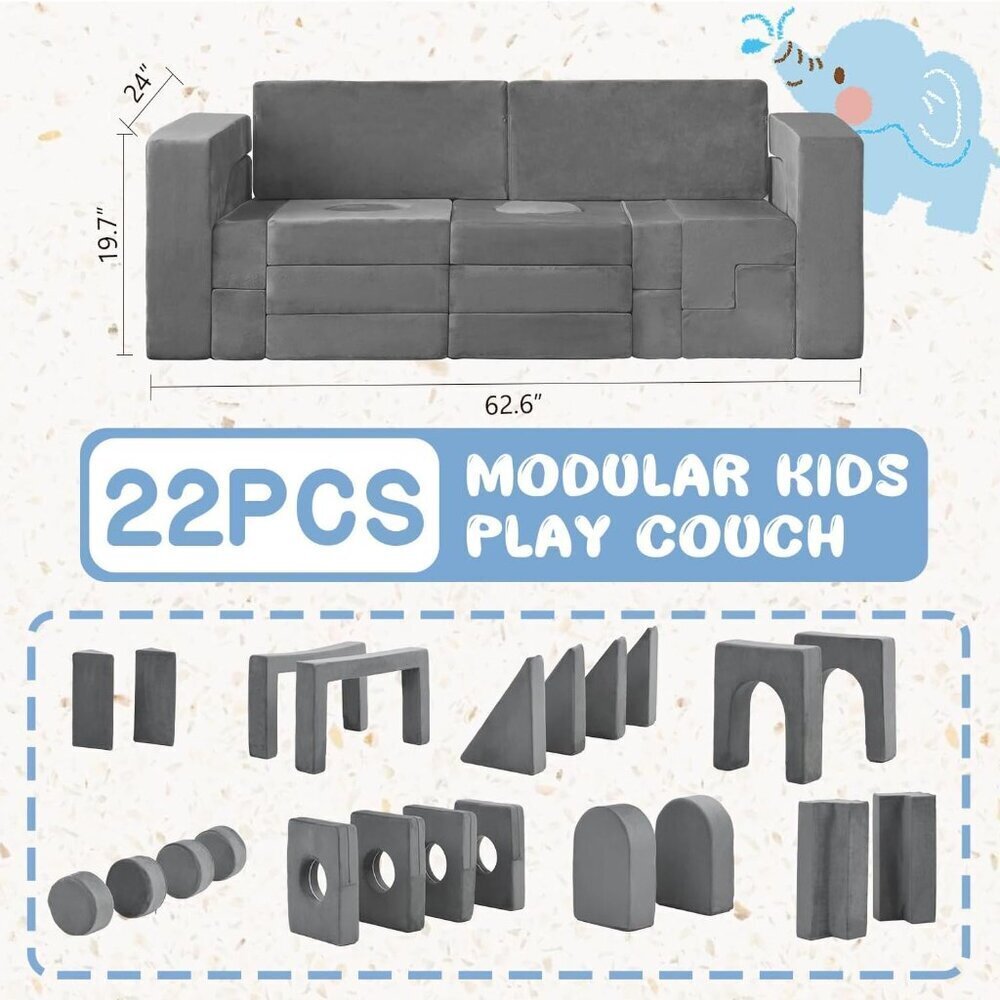 22Pcs Modular Play Couch - Picture 2 of 12